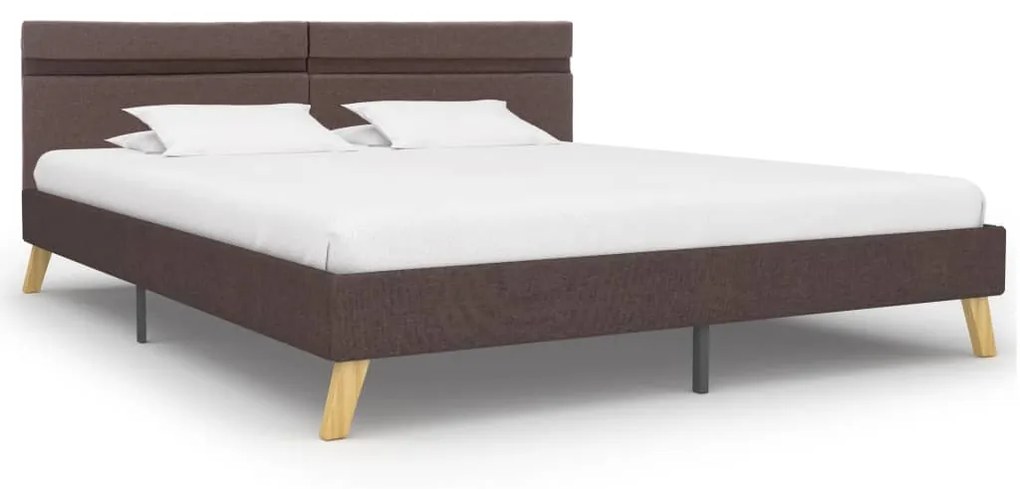284869 vidaXL Cadru de pat cu LED-uri, gri taupe, 180x200 cm, material textil