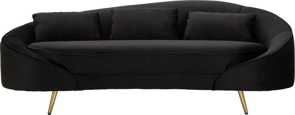 Canapea 3 locuri Oslo, Mauro Ferretti, 185 x 84 x 68 cm, lemn de eucalipt/poliester, negru/auriu