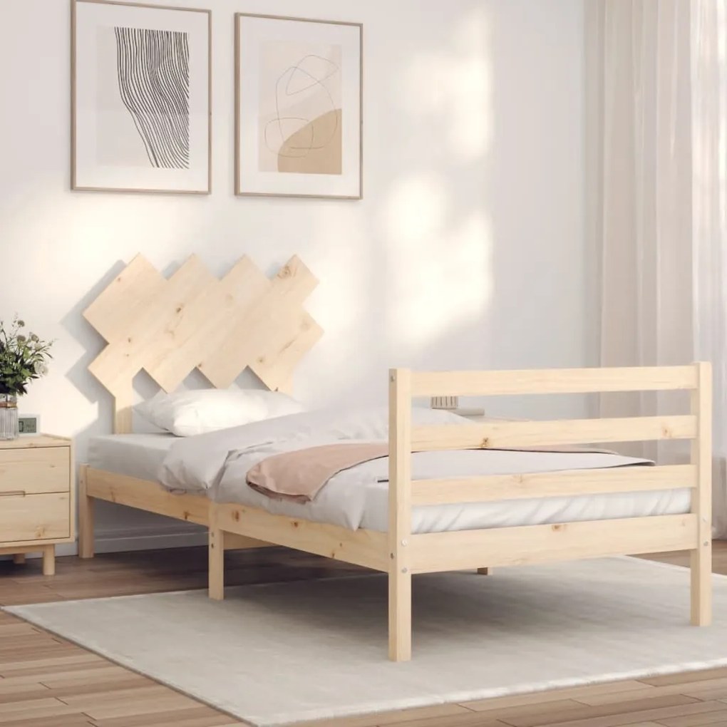 3195271 vidaXL Cadru de pat cu tăblie, 90x200 cm, lemn masiv