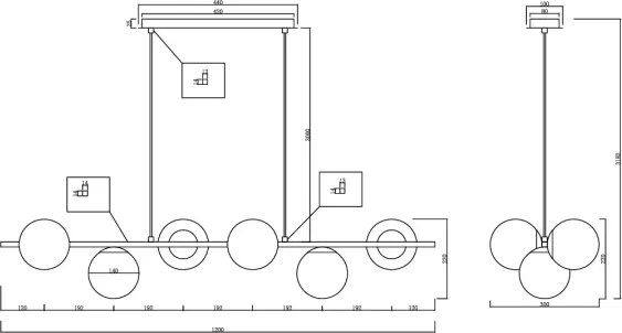 Ondaluce - Lustră suspendată pe cablu MONILE, 6xE14/10W/230V, auriu/alb