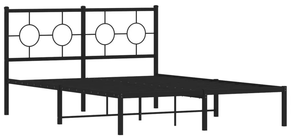 376227 vidaXL Cadru de pat metalic cu tăblie, negru, 140x200 cm