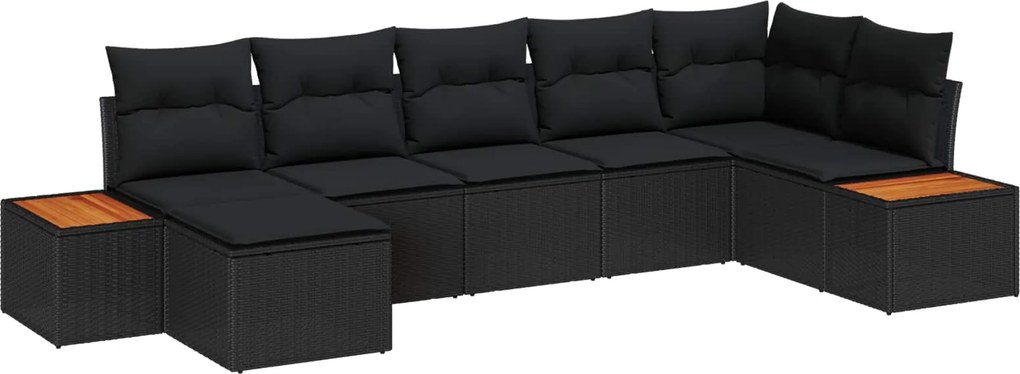 vidaXL Set de canapele pentru grădină cu pernă 8 pcs Negru Poliratan