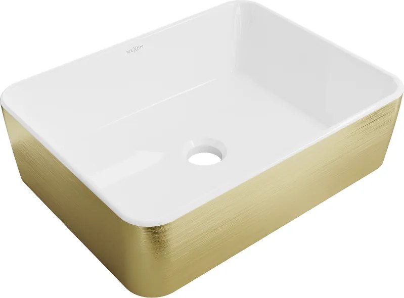 Mexen Catia chiuvetă pe blat 48 x 38 cm, albă/aurie model linii - 21314817