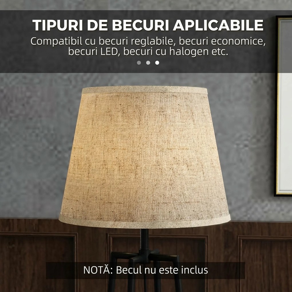 Lampa de Podea cu Rafturi, Inalta cu Abajur din Material Textil (Becul nu este Inclus), Nuc Maro si Maro Deschis, Φ42x166cm HOMCOM | Aosom RO