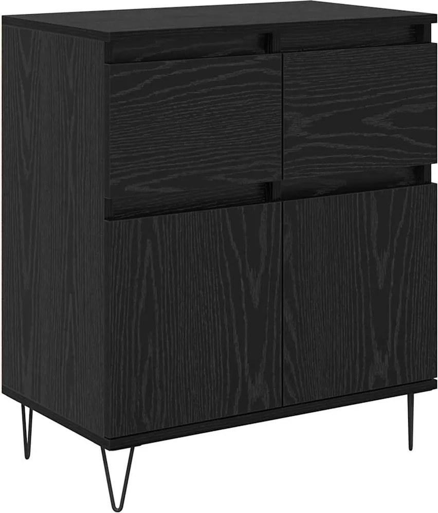 vidaXL Bufet Stejar Negru 60 x 35 x 70 cm Lemn Ingineresc și Fier