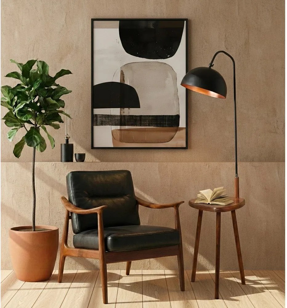 Lampadar negru/maro cu raft cu abajur din metal (înălțime 160 cm) Table – Opviq lights