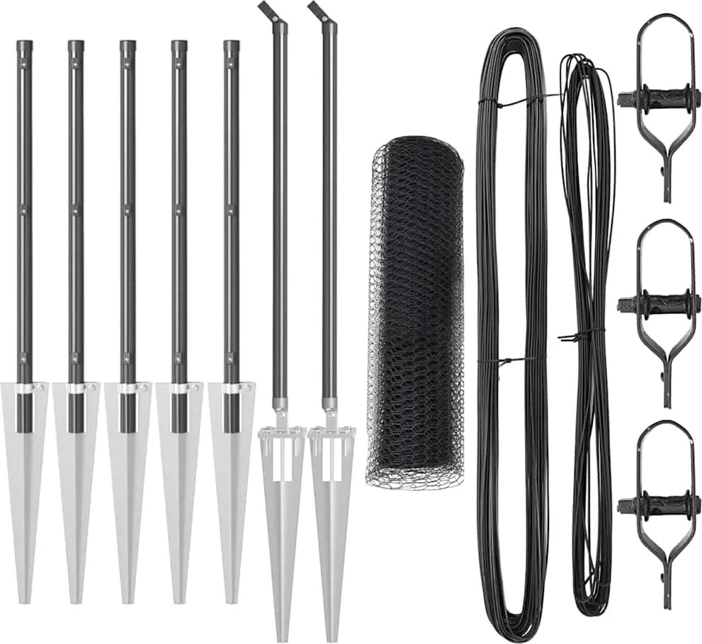 vidaXL Stâlp de gard. Gri 10 x 0,4 m (plasă de 25 mm) Oțel și PVC