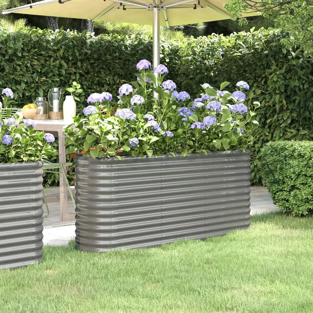 vidaXL Strat înălțat grădină gri 152x40x68cm oțel galvanizat