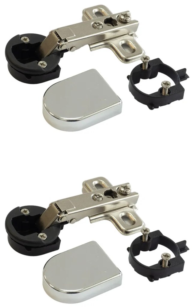 Set 2 balamale IFL pentru usi de mobilier din sticla aplicate | semiaplicate | incadrate, accesorii incluse, capac D crom lucios (Tip usa: Incadrata)