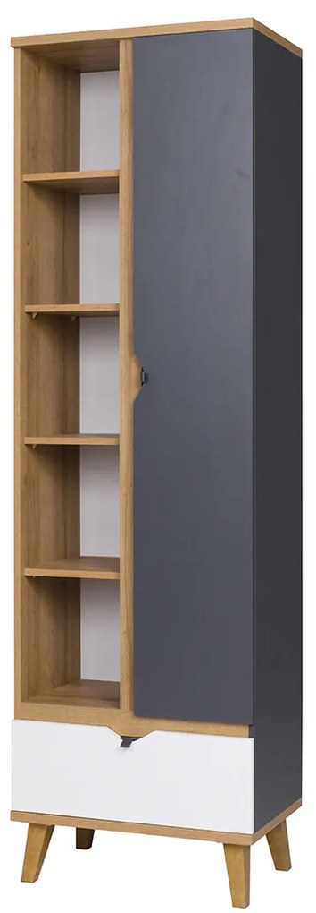 Dulap cu rafturi Mimone R1D1SZ (Stejar auriu + Alb mat + grafit). 1051780