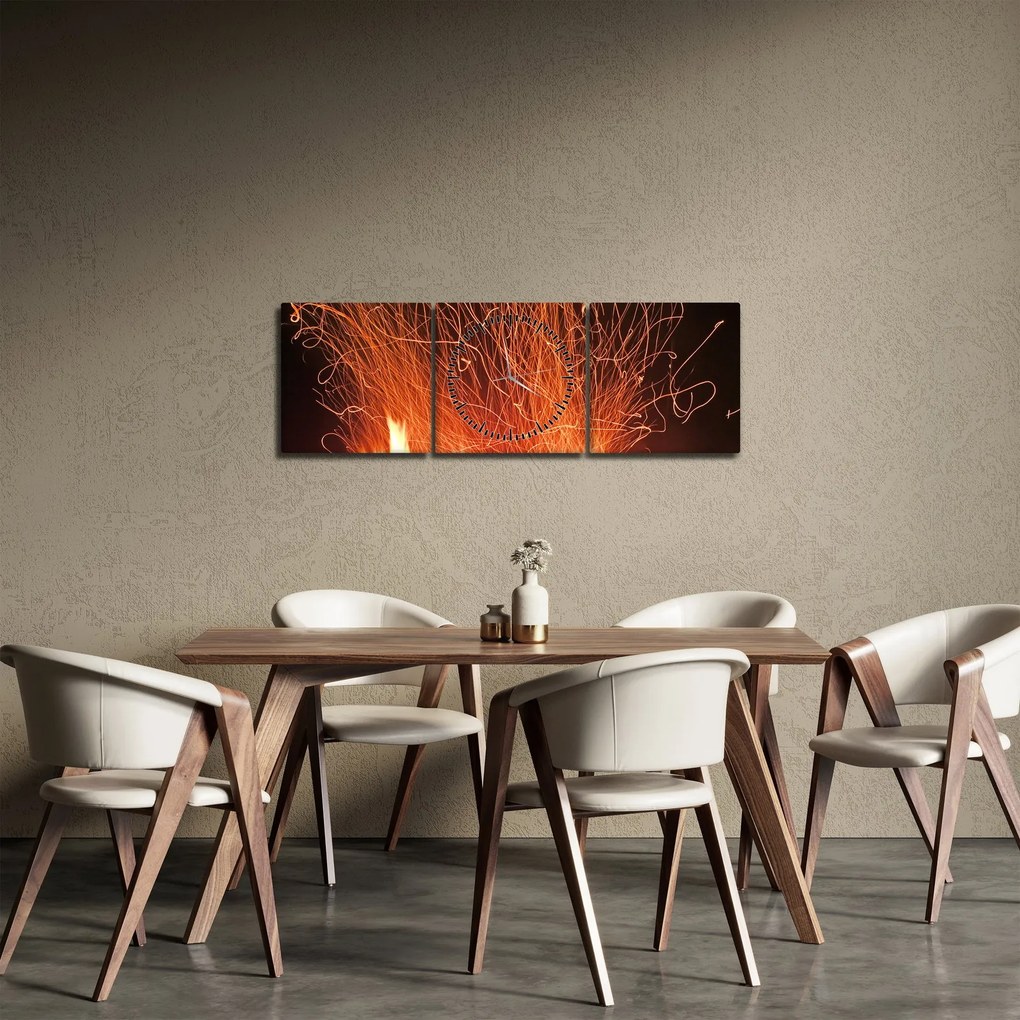 Tablou cu focul (cu ceas) (90x30 cm)