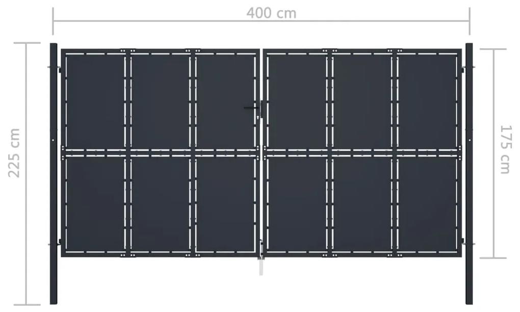 Poarta de gradina, antracit, 400 x 175 cm, otel 400 x 175 cm