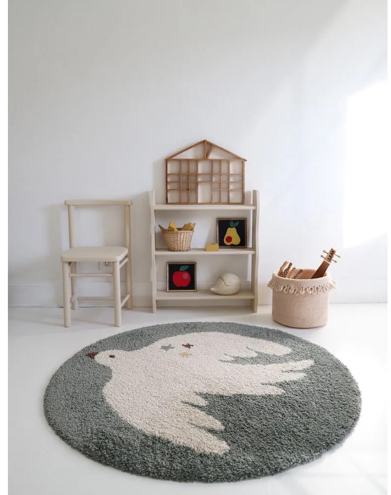 Covor pentru copii verde deschis ø120 cm Bohemian Bird Aqua – Nattiot