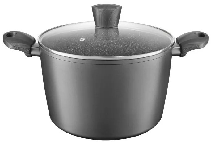 Oala inalta cu capac 24 cm cu acoperire qualum basic stone edition Loft