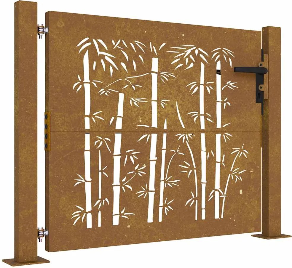 vidaXL Poartă de grădină 100x75 cm oțel corten, design bambus