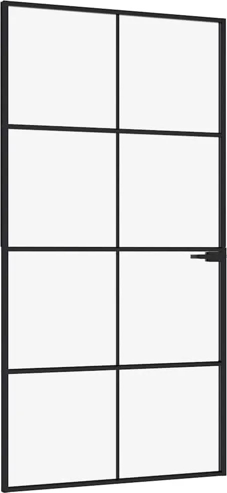vidaXL Ușă de interior negru 102x201,5cm sticlă securiz./aluminiu slim