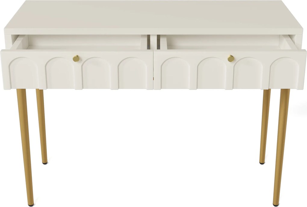 Toaletă elegantă cu 2 sertare, 100x76,5x45 cm, Alb crem