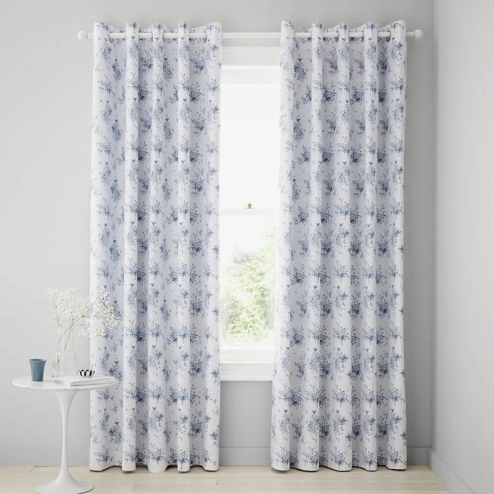 Draperii albe-albastre 2 buc. 168x229 cm Lucie Floral Frill – Catherine Lansfield