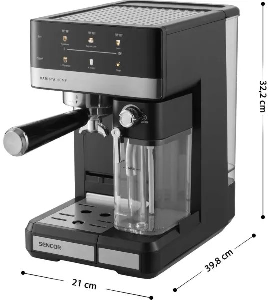 Sencor - Espressor manual cu portafiltru, 1350 W/230 V, negru/crom mat