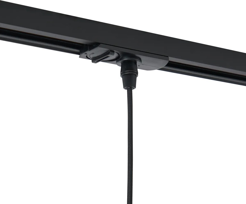 Sistem de iluminat pe șină modern negru cu 3 lumini suspendate albe monofazate - Iconic Perle
