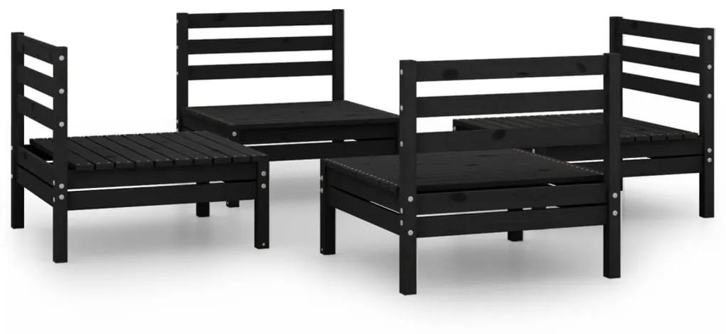 3082406 vidaXL Set mobilier de grădină, 4 piese, negru, lemn masiv de pin