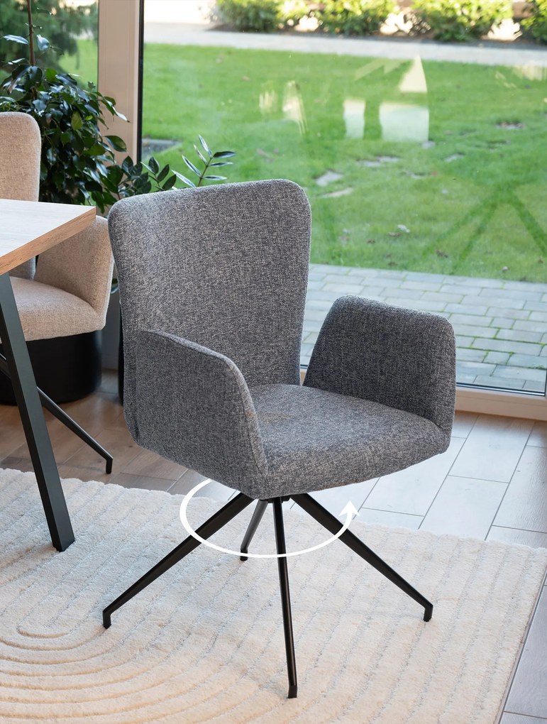 MAZZONI EXPORT SARETTA Gri albăstrui (material Java 48) - SCAUN MODERN PIVOTANT TAPIȚAT PENTRU SALON/SUFRAGERIE/BIROU LOFT