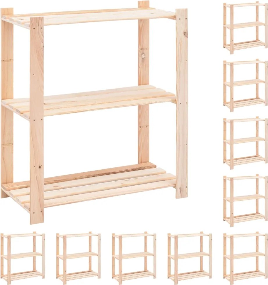 vidaXL Etajere cu 3 niveluri, 10 buc., 80x38x90 cm, pin masiv, 150 kg