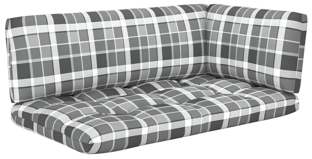 Canapea din paleti 2 locuri, cu perne, alb, lemn de pin tratat model gri carouri, Canapea cu 2 locuri, Alb, 1