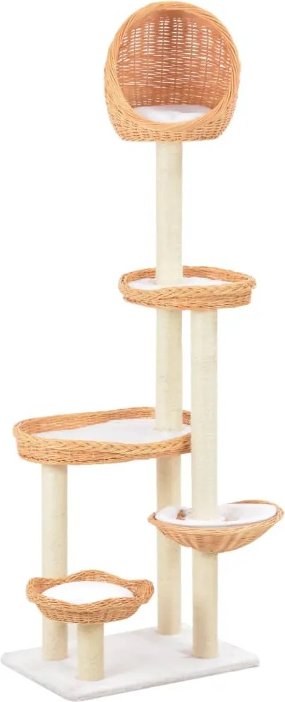 vidaXL Ansamblu pentru pisici cu stâlp din funie sisal, lemn de salcie