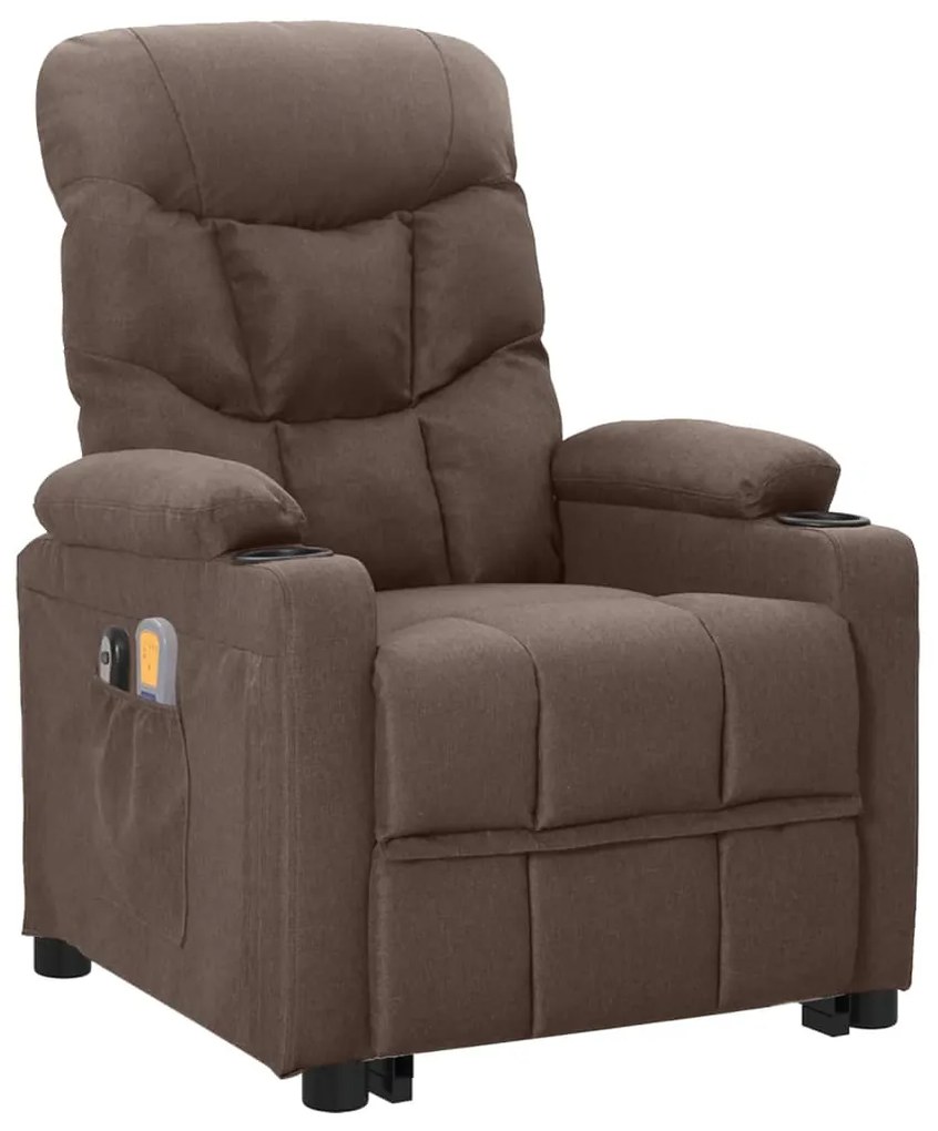 3110129 vidaXL Fotoliu de masaj cu ridicare, gri taupe, material textil