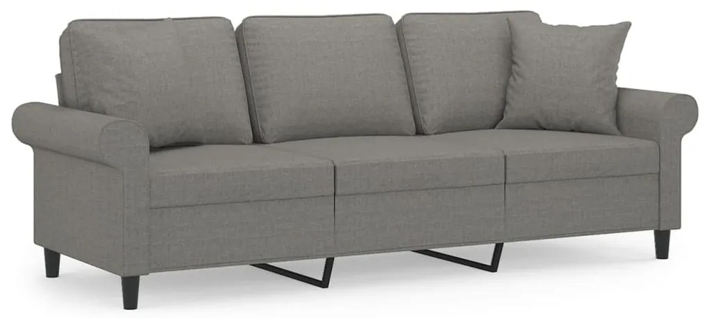 3153250 vidaXL Canapea cu 3 locuri cu perne&pernuțe gri închis 180 cm textil