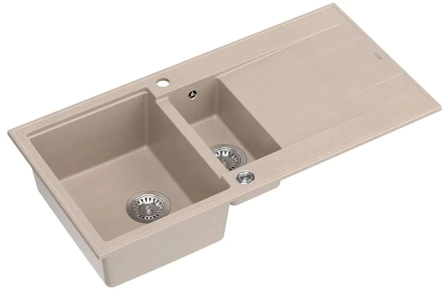 Chiuveta compozit incastrata Quadron Unique Evan 156 bej - inox 100x50 cm