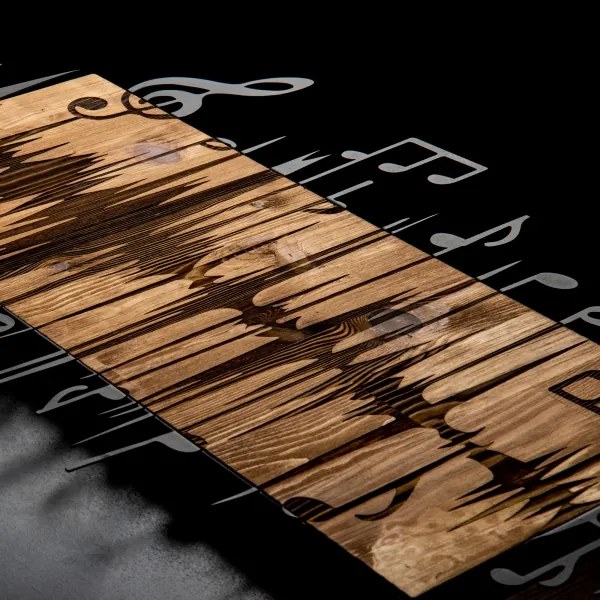 Decorațiune de perete 90x47 cm lemn/metal note