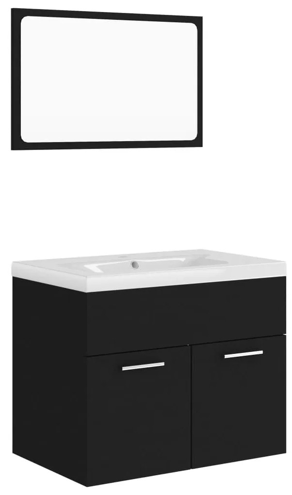 3070866 vidaXL Set mobilier de baie, negru, lemn prelucrat