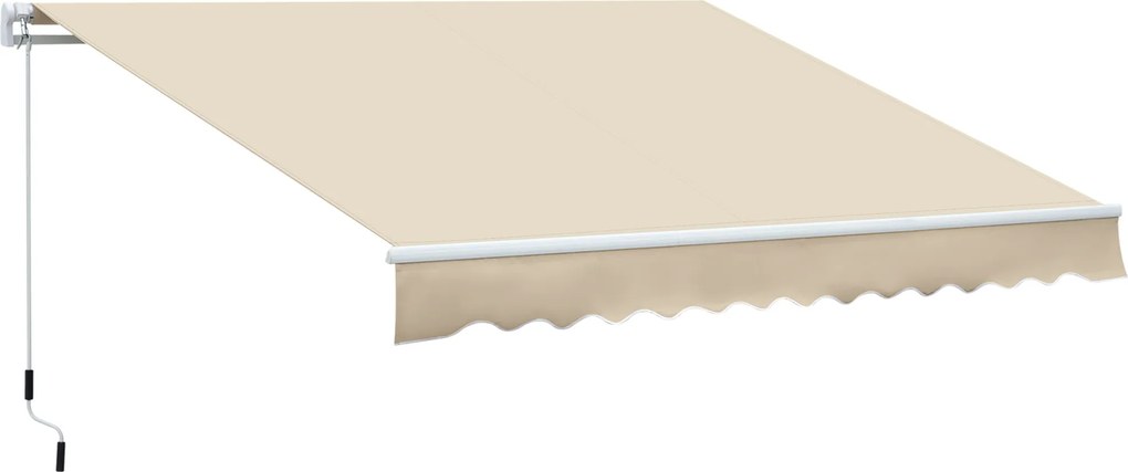 Outsunny Copertină Rabatabilă Exterior, Copertină Extensibilă, Copertină Tip Roll-Up cu Deschidere Manivelă, 350x250 cm, Crem | Aosom Romania