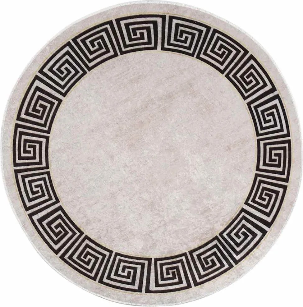 vidaXL Covor lavabil, bej deschis, φ120 cm , antiderapant