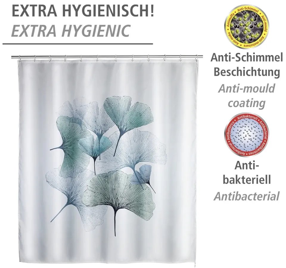 Perdea de baie lavabilă Wenko Ginkgo, 180 x 200 cm