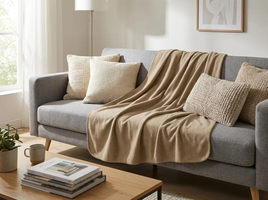 Patura fleece MELVIRA DUO, svetle neagra Dimensiune: 180 x 200 cm