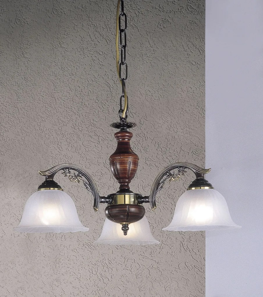 Candelabru 3 brate design italian din alama cu lemn 2700