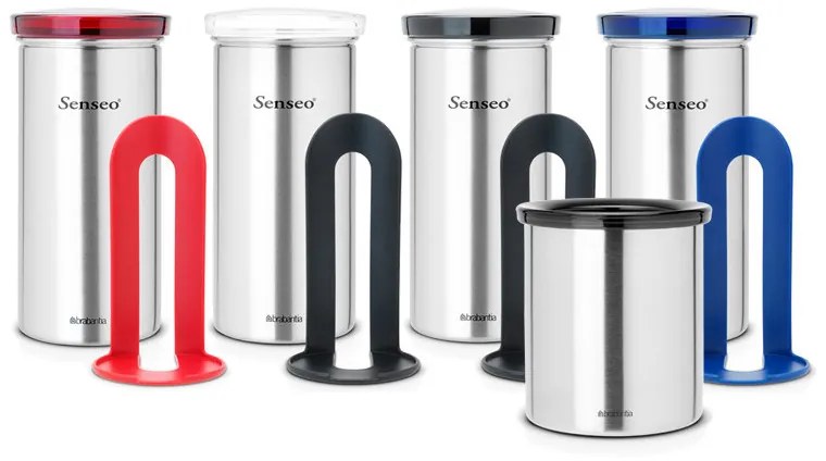 Recipient depozitare ceai/cafea/capsule Brabantia 646989, Pana la 18 capsule, Otel inoxidabil, Rezistent la amprente, Argintiu/Transparent