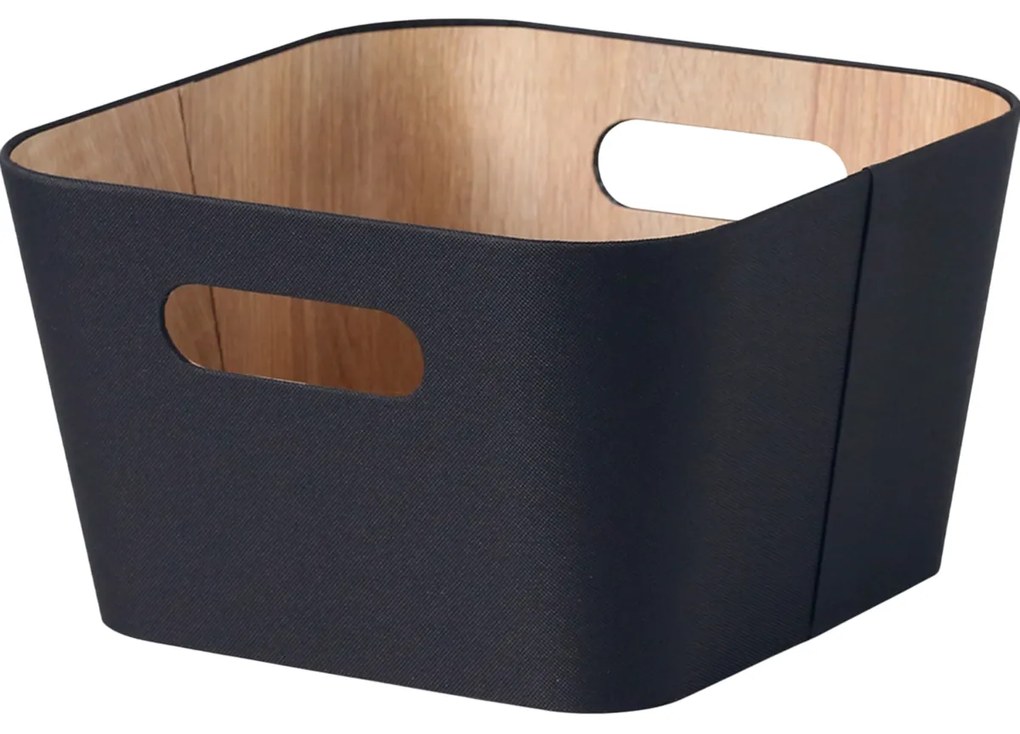 Set de 2 coșuri de depozitare Kitchisimo 27 × 27 ×16 cm, negru, M