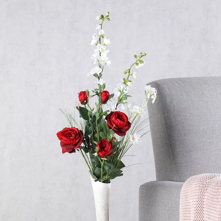 decoDoma Buchet DELPHINIUM, TRANDAFIRI, FLORI DE CÂMP 95 cm