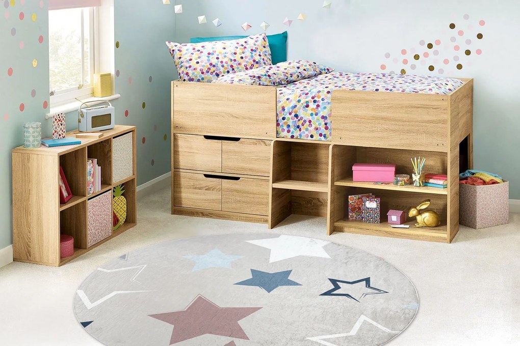 BAMBINO 48130 rotund covor lavabil Stele pentru copii anti-alunecare - bej / gri