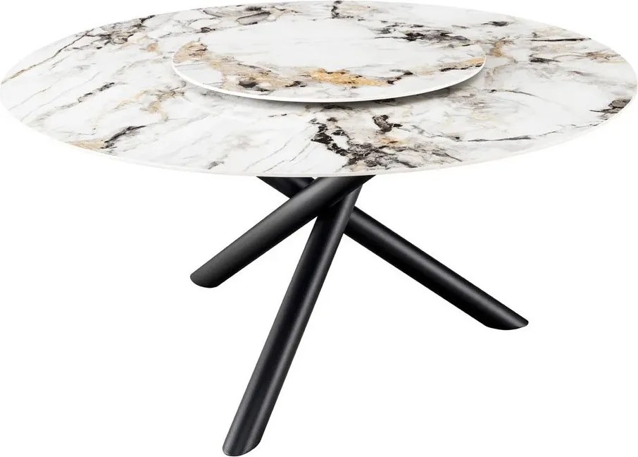 Masa rotunda SPIN 150cm alb gri auriu