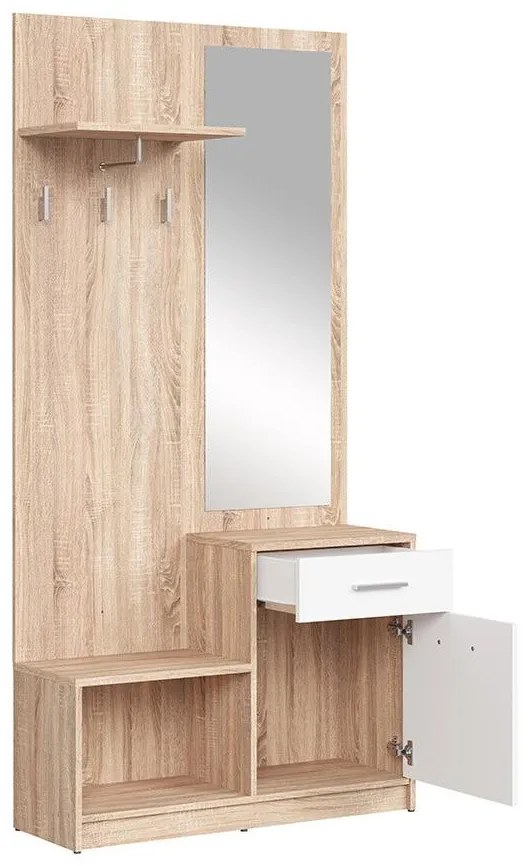 Set mobilier hol Nepo Plus 16 (stejar sonoma + alb) . 1098341