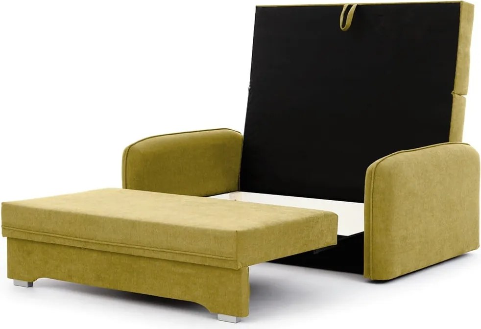 Canapea galbenă extensibilă/cu spațiu de depozitare cu tapițerie din chenille 155 cm Laine – ELTAP