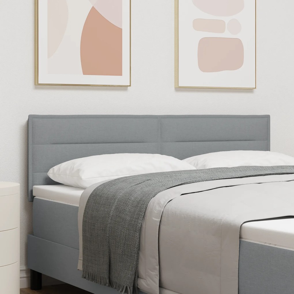 vidaXL Tăblie LED cu design de linii Gri deschis 72 cm Din textil