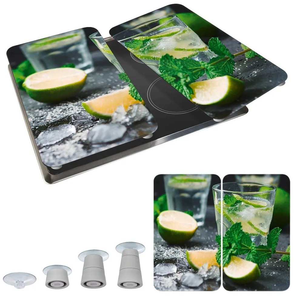 Set 2 protecții din sticlă pentru aragaz Wenko Mojitos, 52 x 30 cm