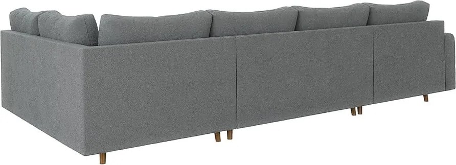 Colțar gri cu tapițerie din țesătură bouclé (colț stânga /în formă de "U") Ariella – Ropez