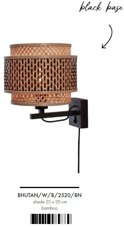 Aplica de perete eco din bambus Bhutan/Shade 2520 bl/nat, bl